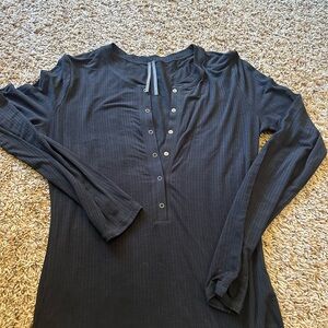 Anthropologie Black Long Sleeve Henley Shirt XS